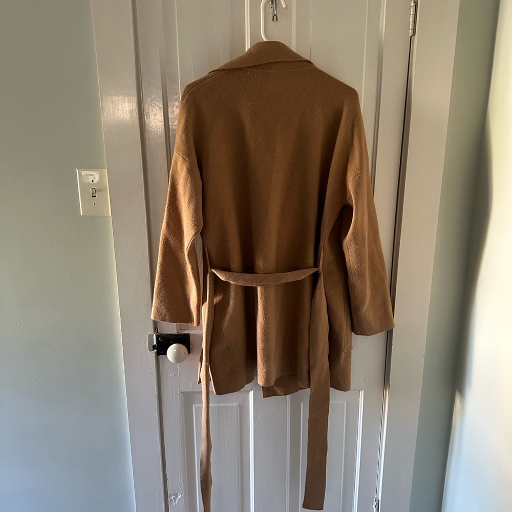 Tan Oversized Wool Blend Cardigan Sweater - Picture 3 of 3